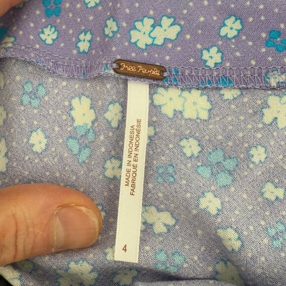 NWT Free People Irl Floral Ice Combo Viscose Purple Silky Mini Slip Skirt Size 4 - Picture 4 of 8